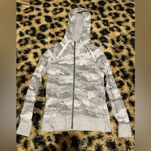 Nike Gray Camouflage Zip Up Hoodie - Size M